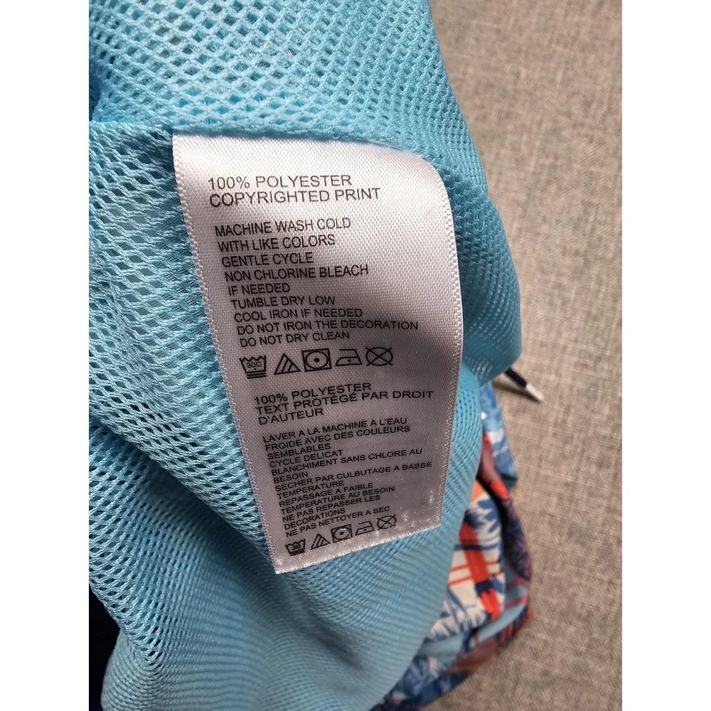 Tommy Bahama Swim Trunks Mens XL Blue Tropical Floral Plaid Mesh Lined Pockets